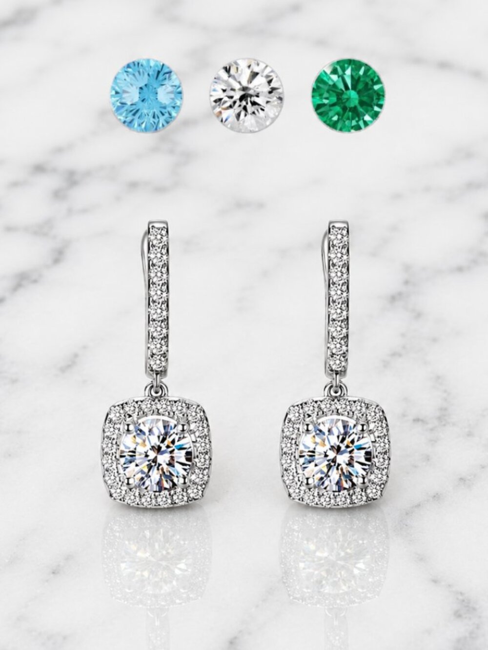 “Jolie” 18K White Gold Plated luxe earrings